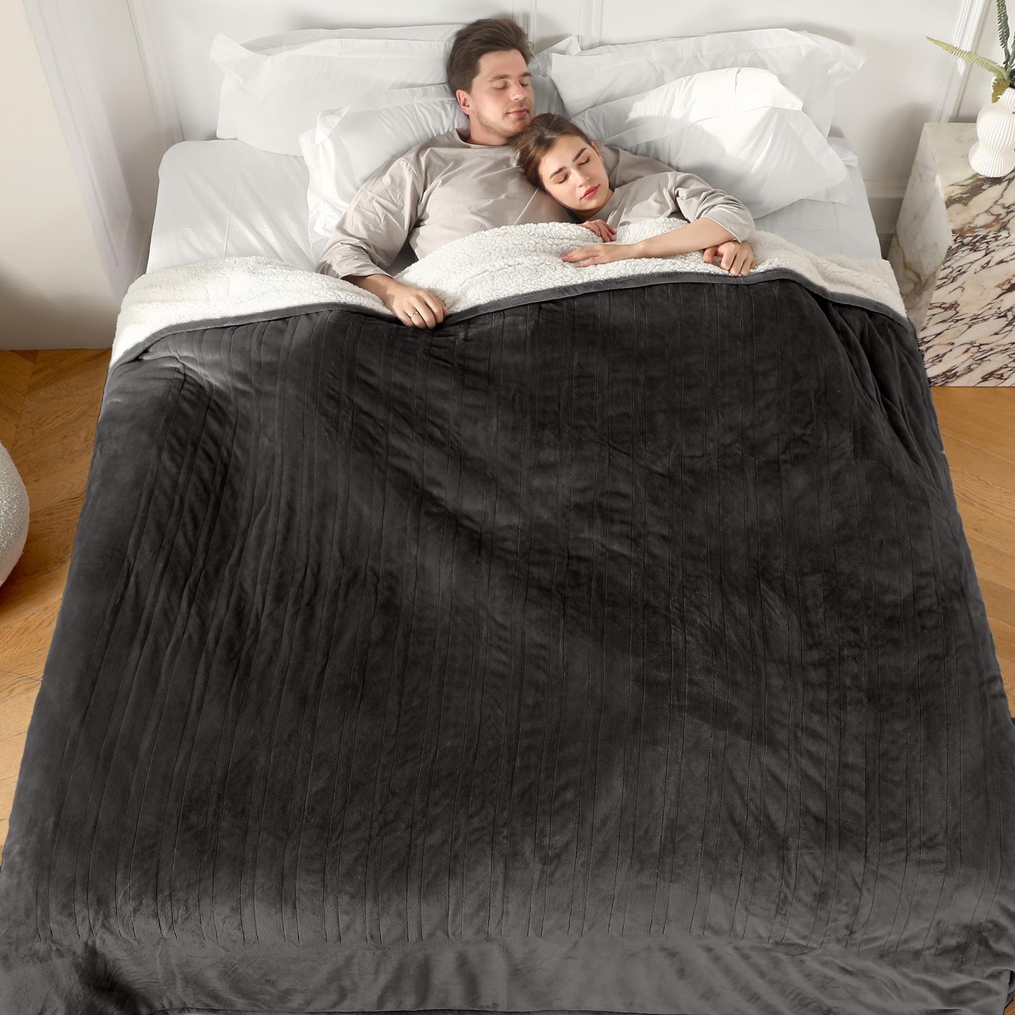 Electric Throw Blanket Heated Blanket Throw with 5 Heating Levels & 4 Hours Auto Off, 50"x60" Heated Throw Blanket with ETL & FCC Certification for Home Office, Machine Washable, Dark Gray