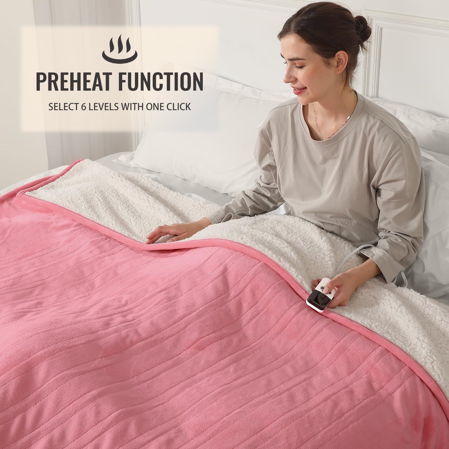 Electric Throw Blanket Heated Blanket Throw with 5 Heating Levels & 4 Hours Auto Off, 50"x60" Heated Throw Blanket with ETL & FCC Certification for Home Office, Machine Washable, Dark Gray