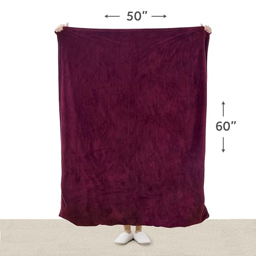 Sunbeam Royal Luxe Cabernet Heated Personal Throw / Blanket, Cozy-Warm, Adjustable Heat Settings