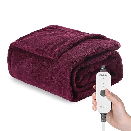 Sunbeam Royal Luxe Cabernet Heated Personal Throw / Blanket, Cozy-Warm, Adjustable Heat Settings