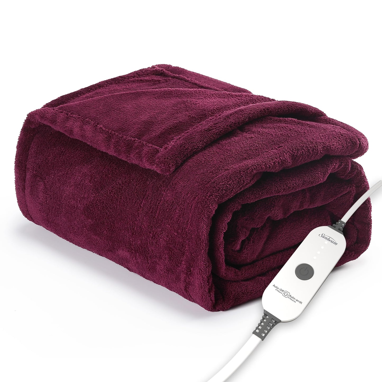 Sunbeam Royal Luxe Cabernet Heated Personal Throw / Blanket, Cozy-Warm, Adjustable Heat Settings