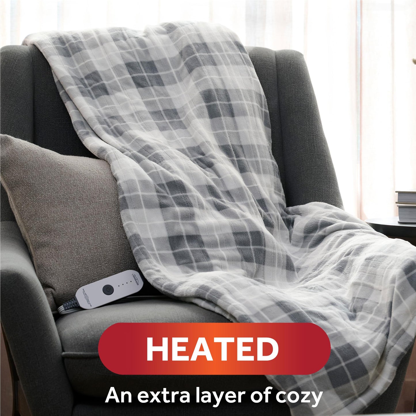 Sunbeam Royal Luxe Cabernet Heated Personal Throw / Blanket, Cozy-Warm, Adjustable Heat Settings