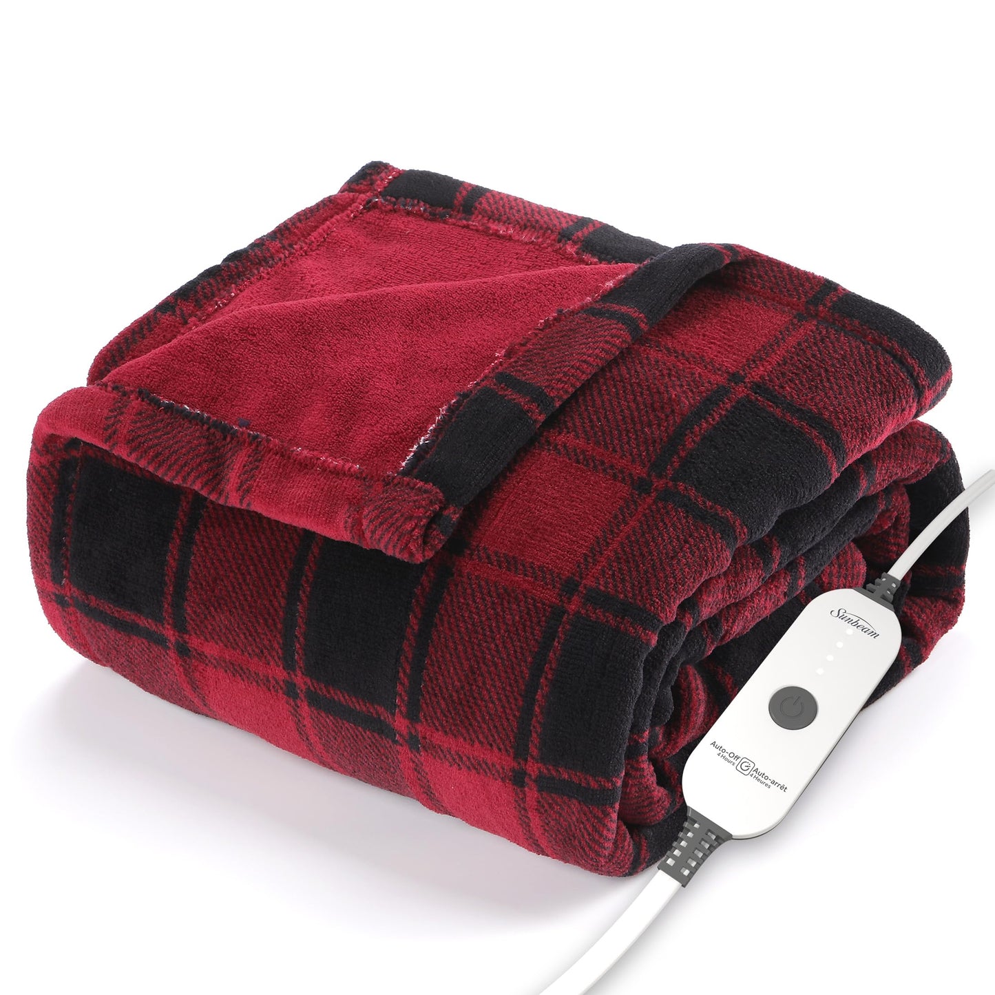 Sunbeam Royal Luxe Cabernet Heated Personal Throw / Blanket, Cozy-Warm, Adjustable Heat Settings