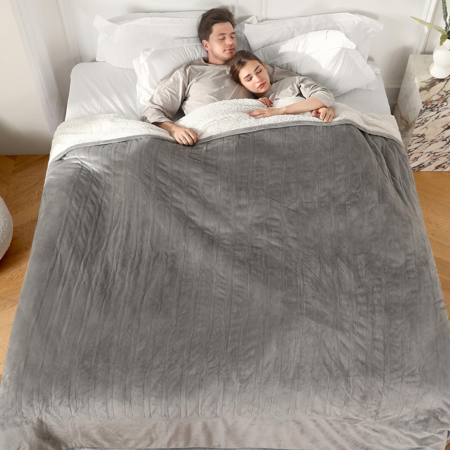 Electric Throw Blanket Heated Blanket Throw with 5 Heating Levels & 4 Hours Auto Off, 50"x60" Heated Throw Blanket with ETL & FCC Certification for Home Office, Machine Washable, Dark Gray