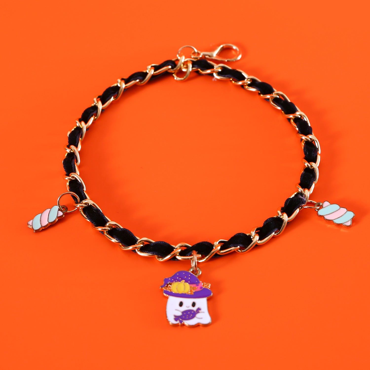 2023 Pet Halloween Collar Velvet Metal Drip Oil Bat Pumpkin Spider Pendant Cat Dog Necklace Accessories
