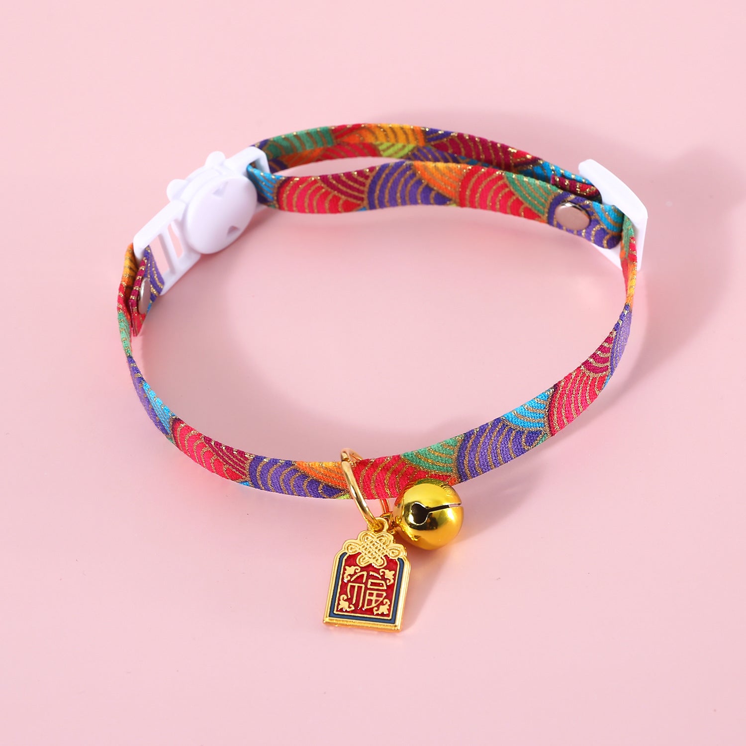 Chinese Style Pet Embroidery Adjustable Bells Cat Dog and Wind Lucky Nafu Collar Accessories Necklace