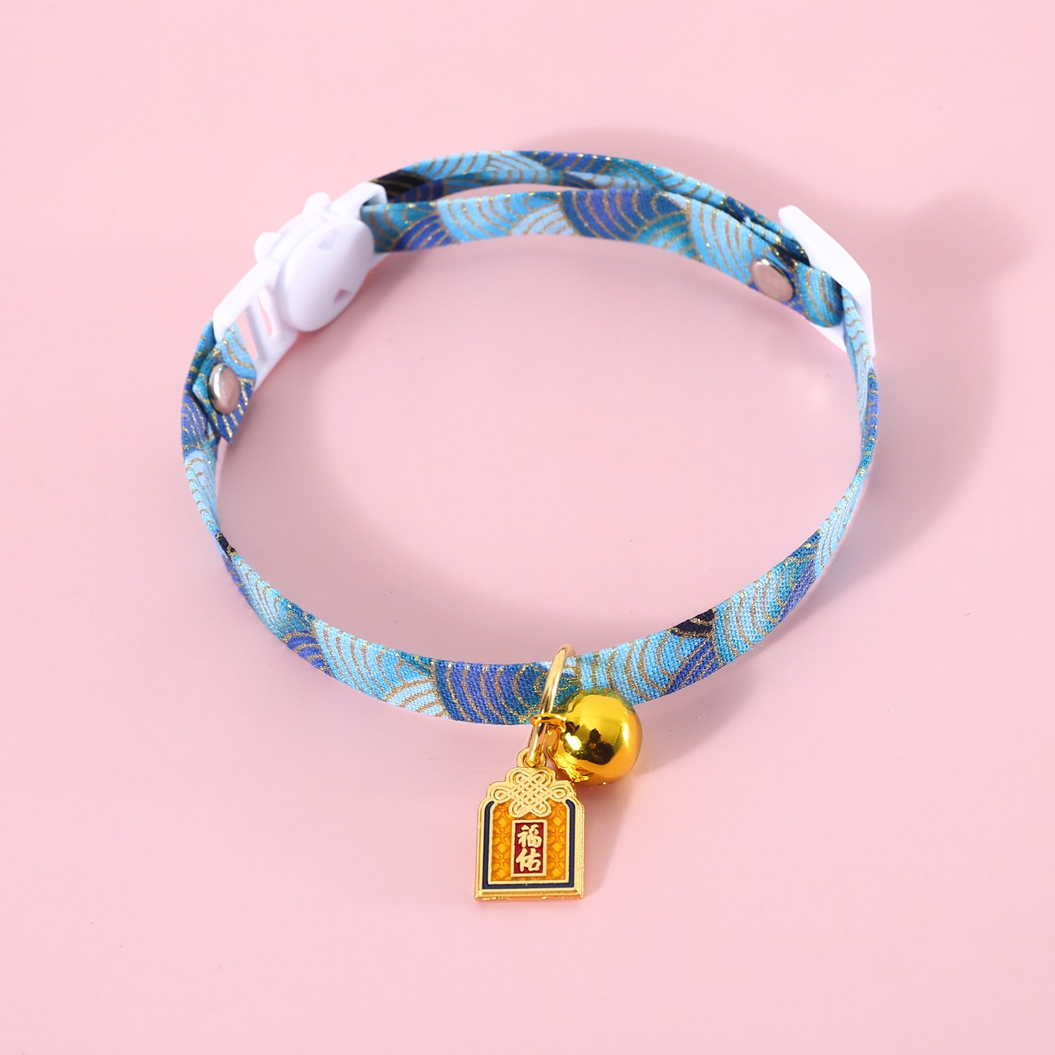 Chinese Style Pet Embroidery Adjustable Bells Cat Dog and Wind Lucky Nafu Collar Accessories Necklace