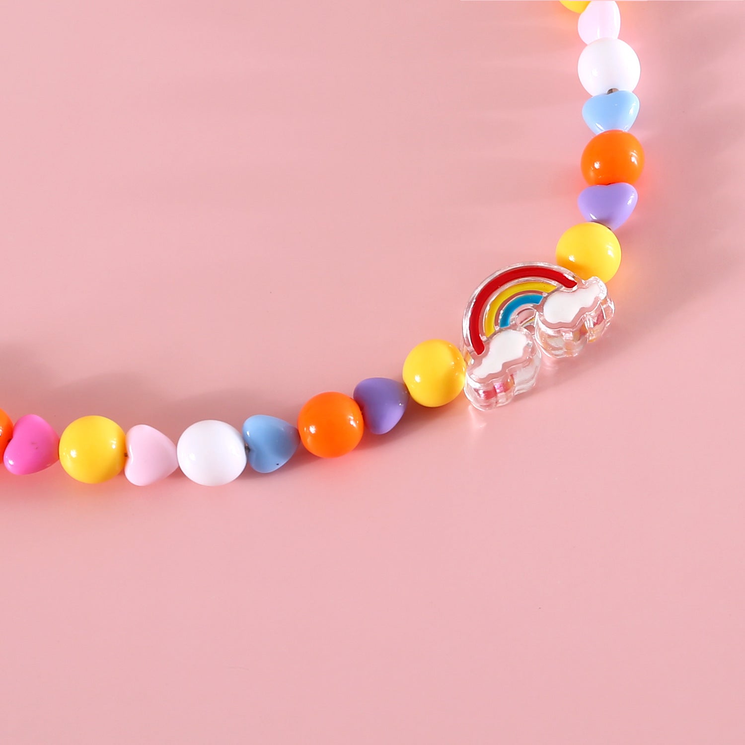 INS Korean colored pearl pet necklace small flower rainbow peach love adjustable German cat dog birthday collar