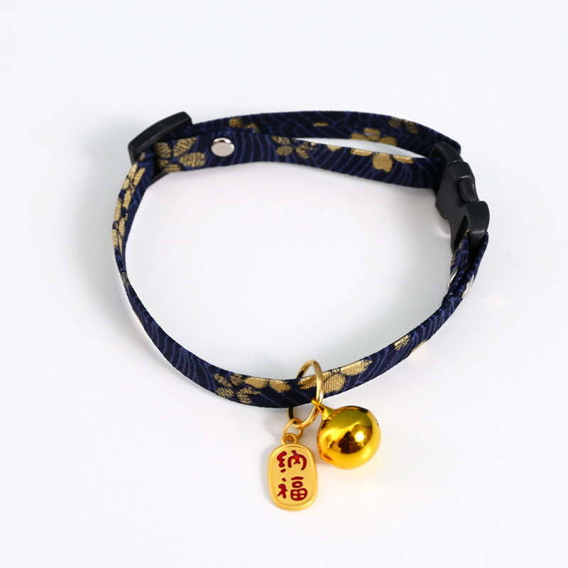 Chinese Style Pet Embroidery Adjustable Bells Cat Dog and Wind Lucky Nafu Collar Accessories Necklace