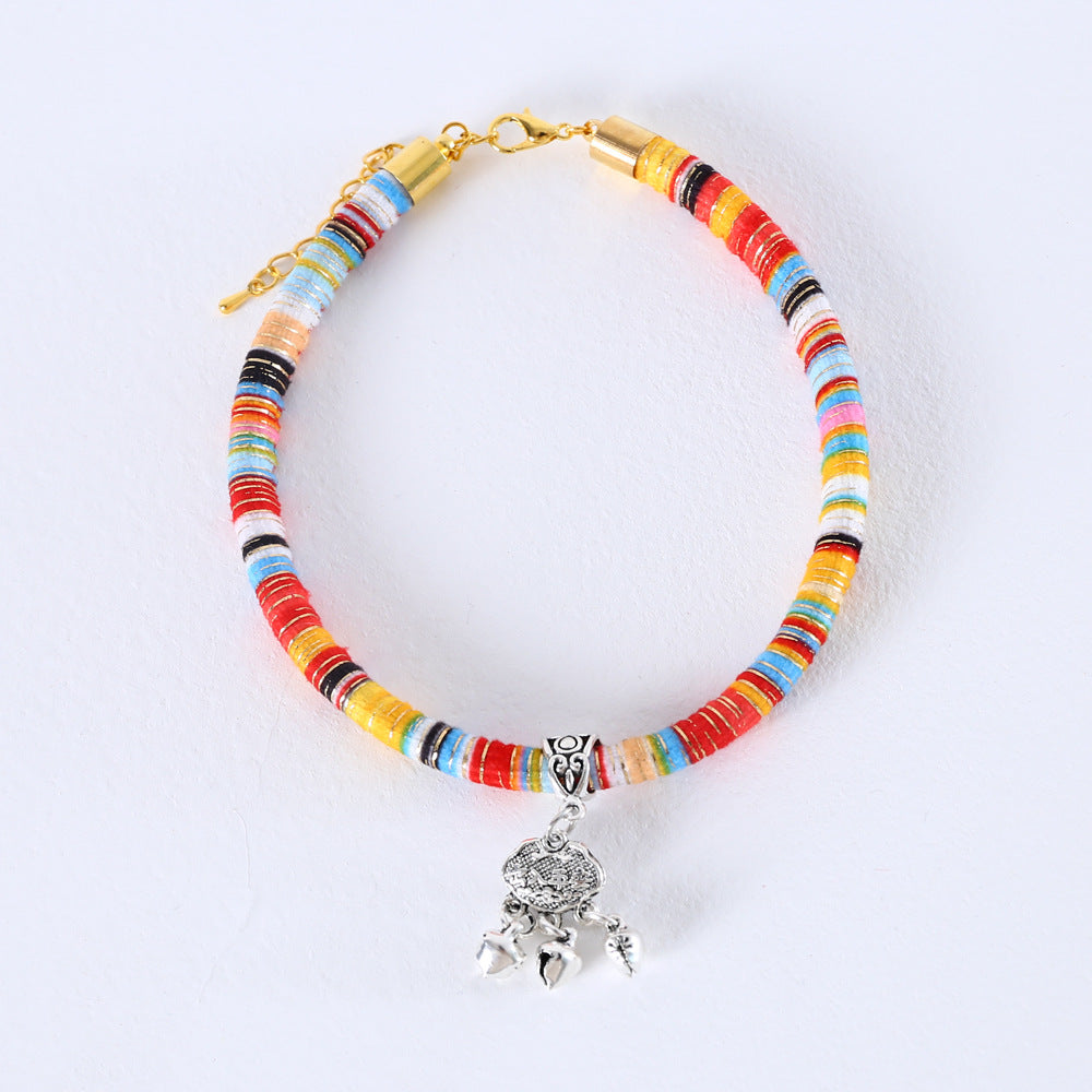 Ethnic style pet long life lock bell cat dog rabbit Chinese style collar Tibetan silver adjustable necklace accessories