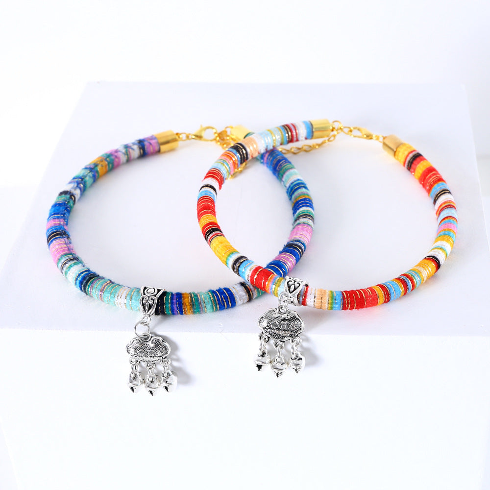 Ethnic style pet long life lock bell cat dog rabbit Chinese style collar Tibetan silver adjustable necklace accessories