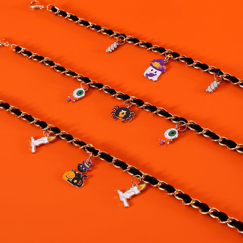 2023 Pet Halloween Collar Velvet Metal Drip Oil Bat Pumpkin Spider Pendant Cat Dog Necklace Accessories