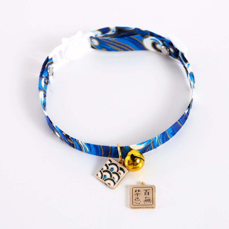 Chinese Style Pet Embroidery Adjustable Bells Cat Dog and Wind Lucky Nafu Collar Accessories Necklace