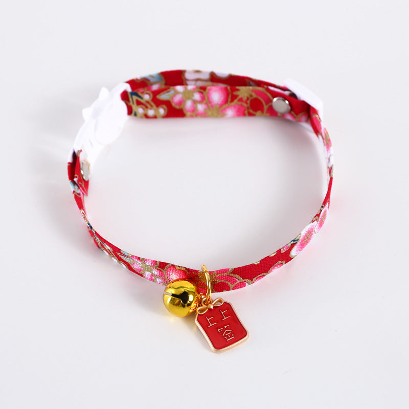 Chinese Style Pet Embroidery Adjustable Bells Cat Dog and Wind Lucky Nafu Collar Accessories Necklace