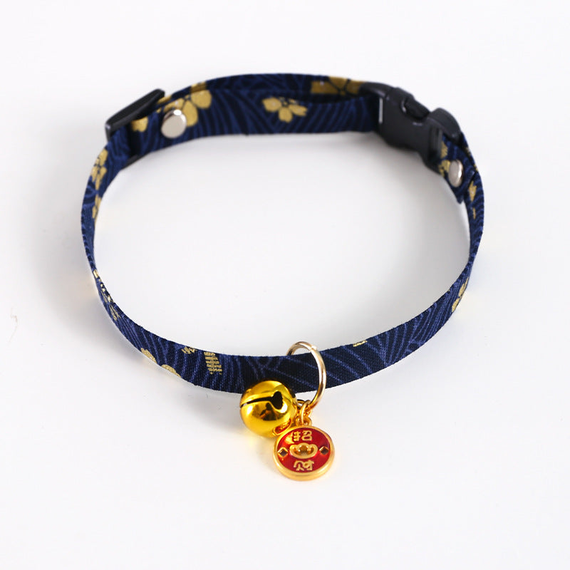 Chinese Style Pet Embroidery Adjustable Bells Cat Dog and Wind Lucky Nafu Collar Accessories Necklace