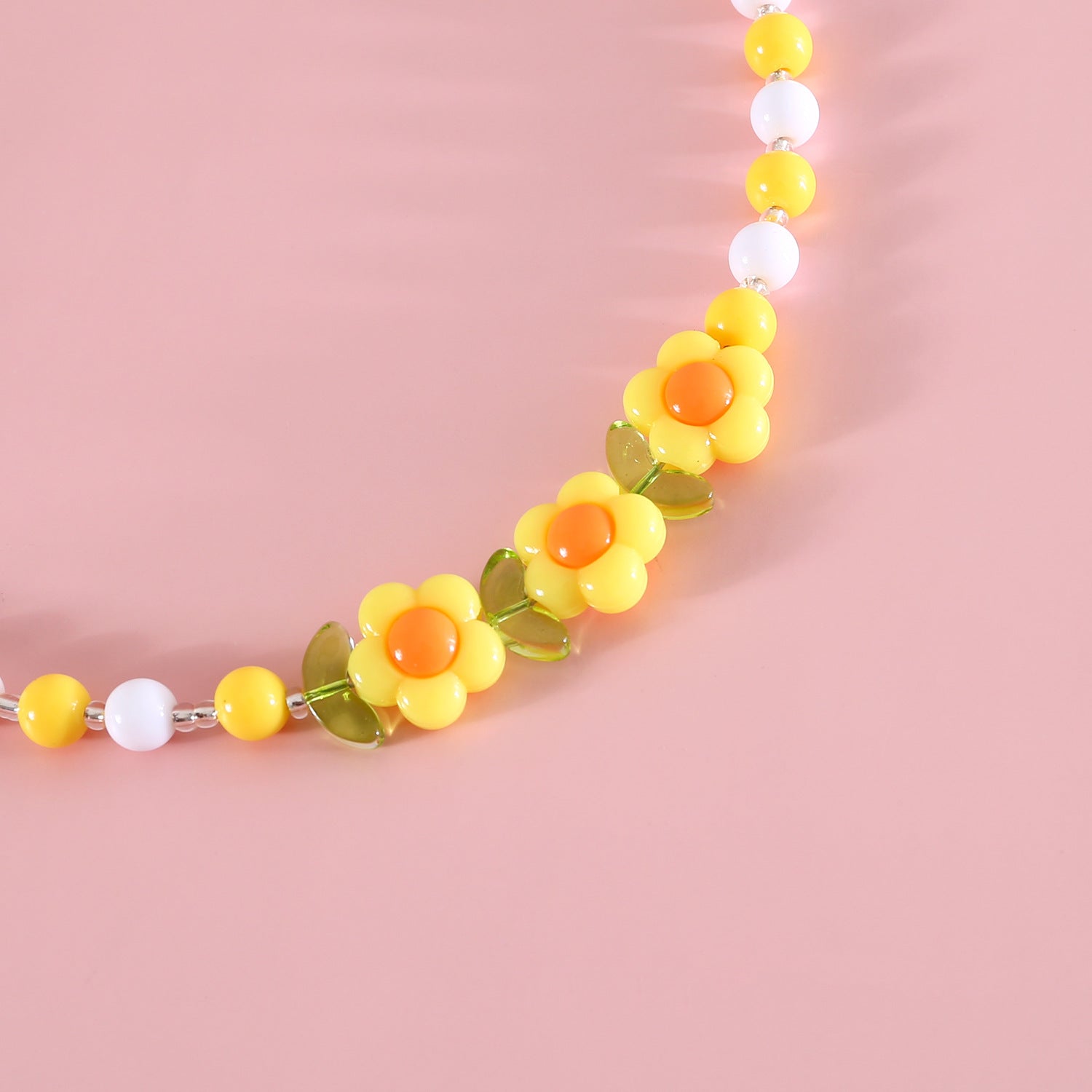 INS Korean colored pearl pet necklace small flower rainbow peach love adjustable German cat dog birthday collar